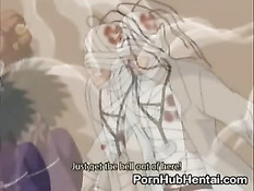 Мужики отодрали аниме брюнетку с косами в очко и волосатую киску