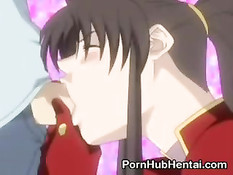 Парень ласкал огромную грудь и девственную киску аниме девчонки