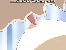 Пацан навалился на хентай малышку сверху, а потом отодрал раком