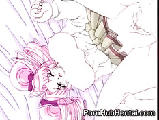 Парень вставил свой толстый член в узкую дырочку аниме малышки