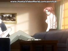 Хентай секретарша после минета была оттрахана на письменном столе