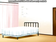 Ебля парня и грудастой аниме красотки на койке в больничной палате