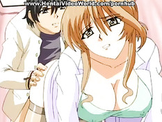 Ебля парня и грудастой аниме красотки на койке в больничной палате