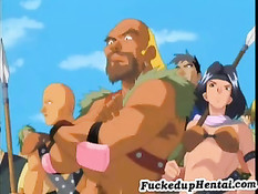 Хентай девушка с большой грудью занималась сексом с парнем в лесу