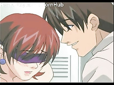 Парни поставили раком и оттрахали аниме девку с завязанными глазами