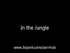 Монстр всунул свой член девке в рот и оттрахал её в ночных джунглях