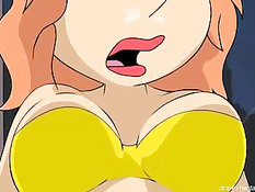 Обнажённая Loise Griffin получает по большому члену в рот и в киску