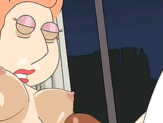 Обнажённая Loise Griffin получает по большому члену в рот и в киску