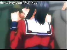 Мужики устроили аниме брюнетке ганг банг и двойное проникновение