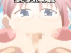 Очкастую хентай девчонку с огромными сиськами отодрали на огороде