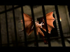 В камеру к заключённой в тюрьме 3D девке вошёл демон и оттрахал