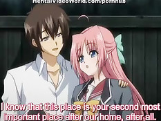 Милая хентай девчонка с красными волосами трахнулась с бойфрендом