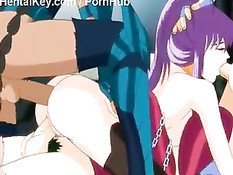 Два воина как следует оттрахали аниме девчушку во все её отверстия