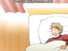 Молодой человек схватил хентай девушку за большую грудь и оттрахал