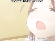 Молодой человек схватил хентай девушку за большую грудь и оттрахал