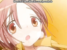 Молодой человек схватил хентай девушку за большую грудь и оттрахал