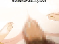 Молодой человек схватил хентай девушку за большую грудь и оттрахал