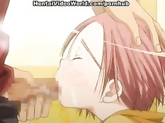 Молодой человек схватил хентай девушку за большую грудь и оттрахал