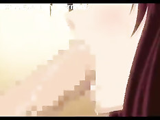 Рыжая аниме малышка сделала минет и подрочила член большой грудью