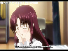 Рыжая аниме малышка сделала минет и подрочила член большой грудью