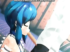Симпатичная хентай куколка сделала минет и была жёстко оттрахана