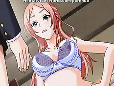 Трое ребят зажали в углу аниме девчонку и заставили сделать минет