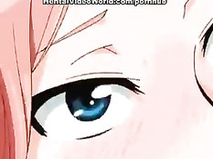 Трое ребят зажали в углу аниме девчонку и заставили сделать минет