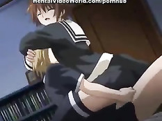 Симпатичная хентай девчонка сделала мальчику минет в его постели