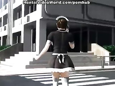 Мужик оттрахал хентай горничную в белых чулках и кончил на живот