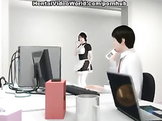 Мужик оттрахал хентай горничную в белых чулках и кончил на живот