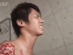 Связанного азиатского гея отхлестали плетью и оттрахали в задницу