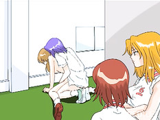 Аниме девочки занимаются мастурбацией и сексом в спортивном зале