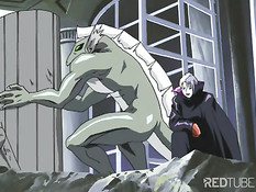 Похотливый вампир схватил и оттрахал испуганную хентай девчонку