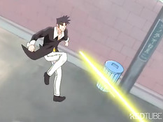 У прекрасной хентай малышки вырос член и она оттрахала им подругу