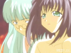 У прекрасной хентай малышки вырос член и она оттрахала им подругу