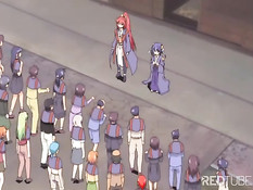 У прекрасной хентай малышки вырос член и она оттрахала им подругу