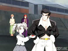 Связанную аниме студентку заставили отсосать и трахнуться с парнем