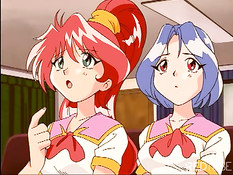 Две хентай малышки увидели, как больная девка делает парню минет