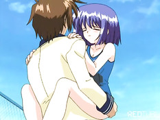 Аниме девушка с розовыми волосами подрочила член молодому парню