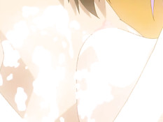 Аниме девушка с розовыми волосами подрочила член молодому парню