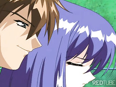 Аниме девушка с розовыми волосами подрочила член молодому парню