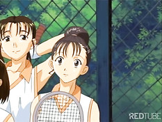 Парень отодрал аниме нимфоманку с синими волосами и свою подругу