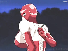 Парни сделали двойное проникновение хентай девке с огромной грудью