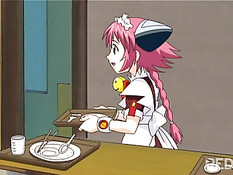 Мальчик вошёл в спальню и оттрахал возбуждённую хентай малышку