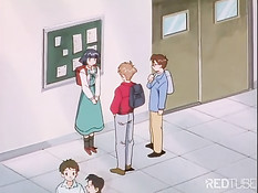 Молодой человек лижет соски аниме малышки и ложится на неё сверху