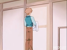 Молодой человек лижет соски аниме малышки и ложится на неё сверху