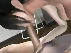 3D девка дрочит член огромной грудью и занимается сексом с парнем