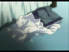 Парень на кровати занимается сексом с рыжим аниме транссексуалом