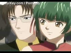 Парень в поезде подошёл к аниме девушке сзади и взял её за грудь