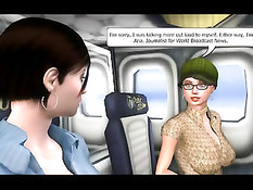 Мультяшная девка с большим членом дала отсосать на борту самолёта